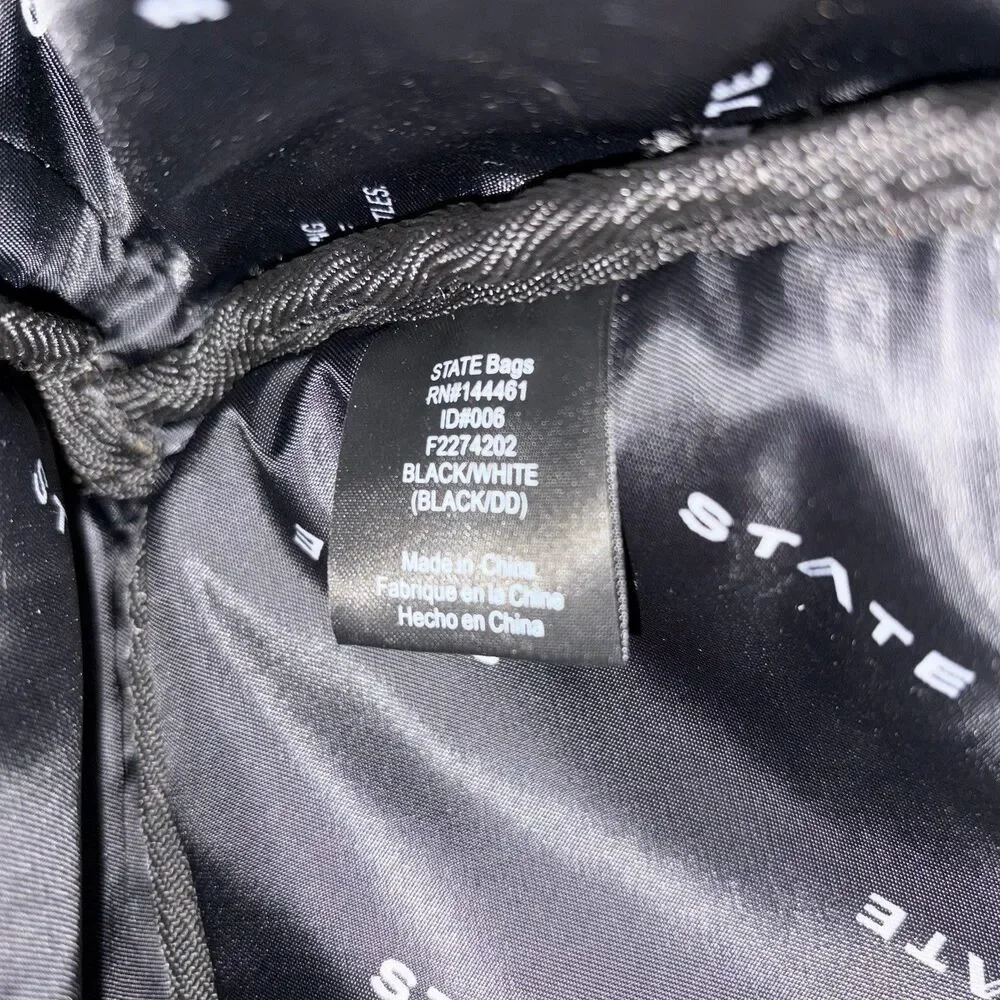 STATE Black Brand Laptop Double Pocket Backpack Datadog Branding 16” x 14” EUC